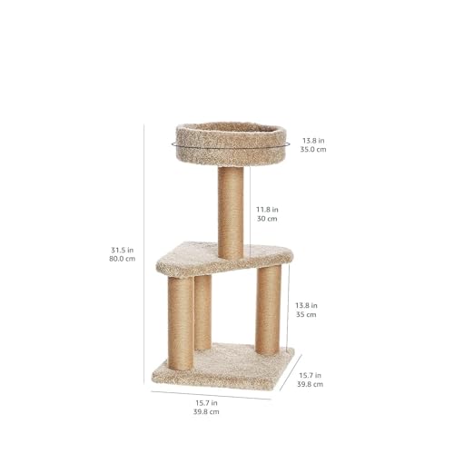 Amazon Basics Cat Tree - Indoor Cat & Kittens Multi-Level Climbing Activity Tower with Scratching Posts, Large (45.9