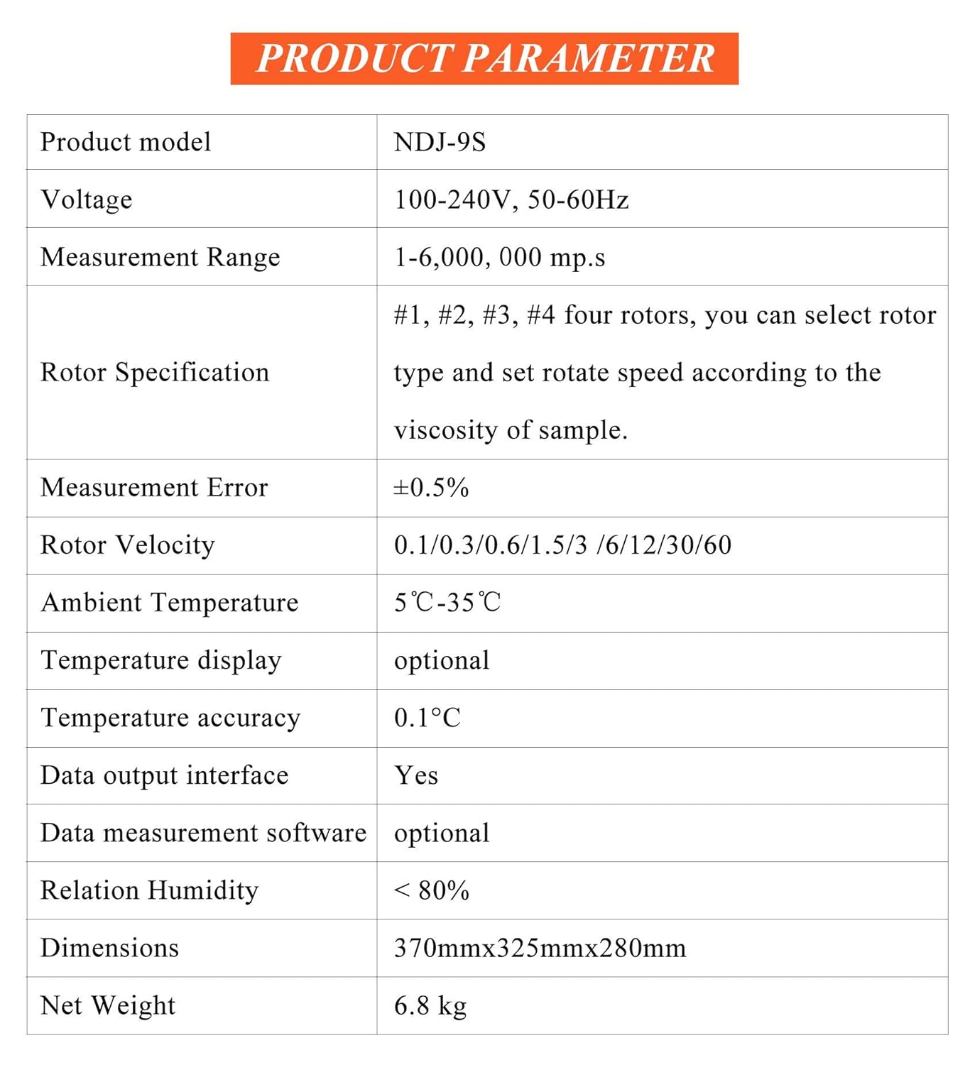 Digital Rotary Viscometer with Temp. Probe 10-6, 000,000 mPa.s Viscosity Meter Tester with Data Communication and Printing Software, ±3% 110V