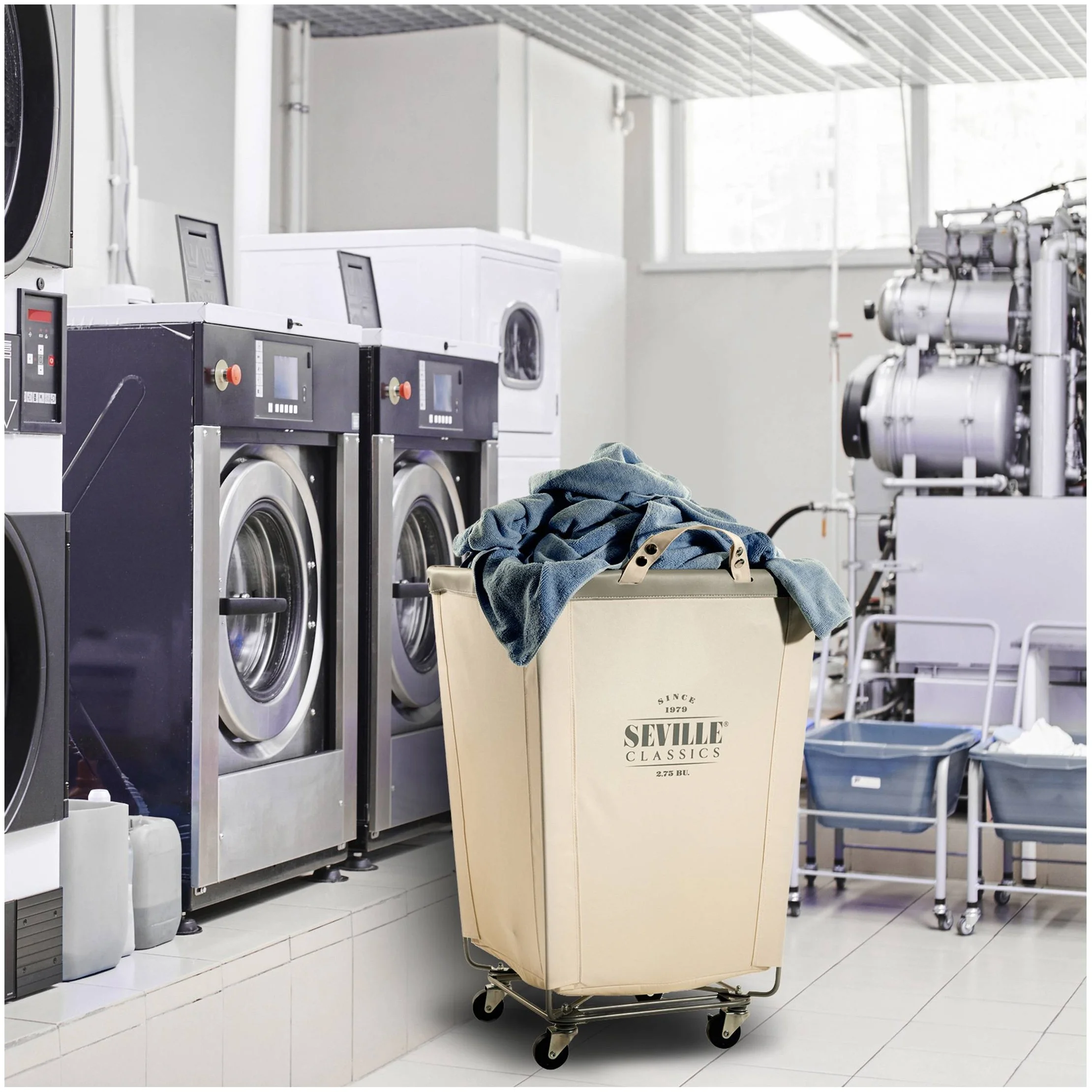 Commercial Heavy Duty Laundry Hamper Canvas Cream