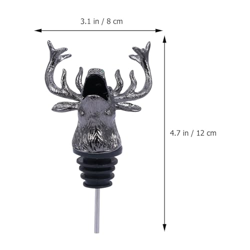 Happyyami 1Pc Creative Elk Head Wine Pourer Decorative Bottle Stopper Premium Design Smooth Pouring Unique Retro Style for Wine Lovers and Bartenders