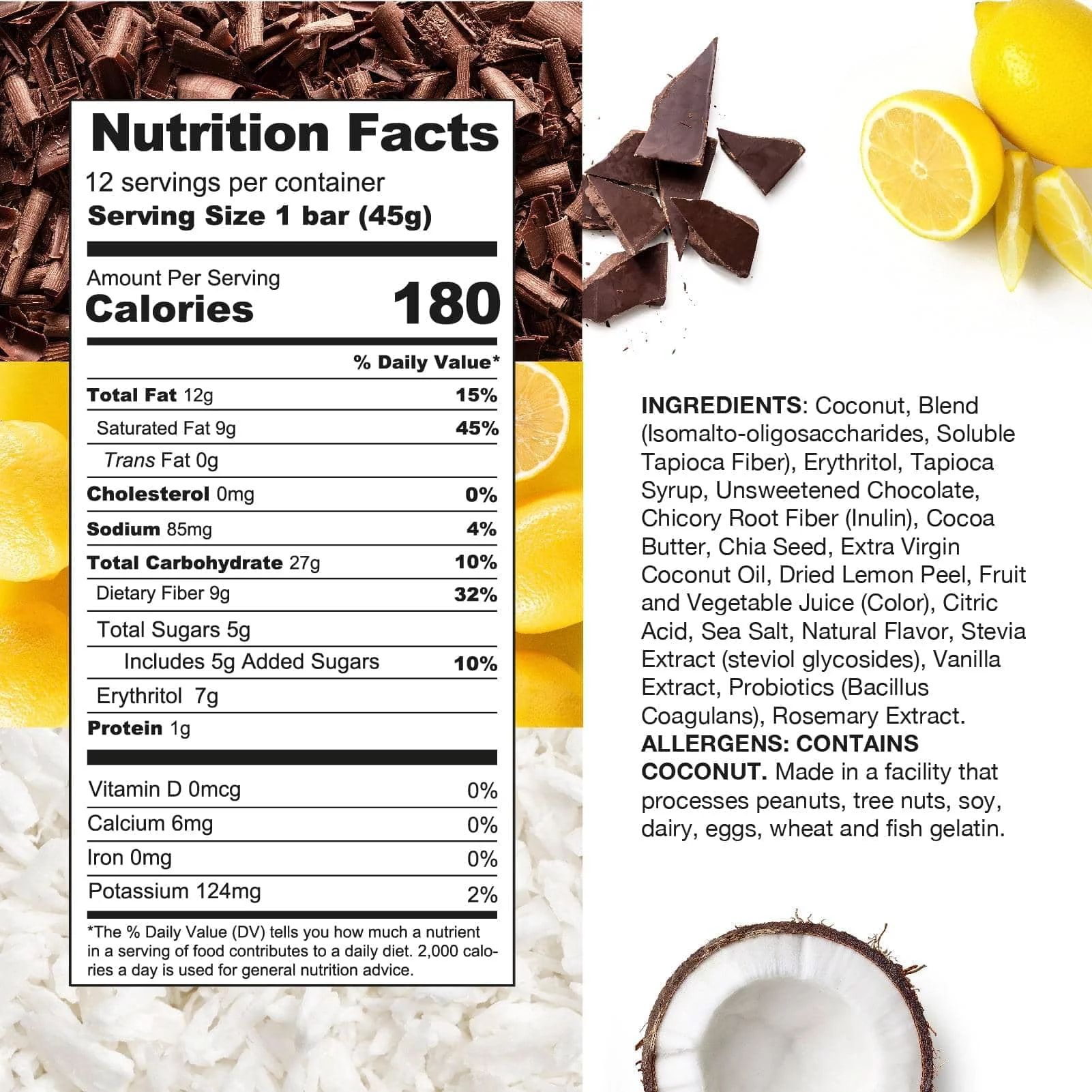 Dark Chocolate Lemon Coconut (12 Pack)