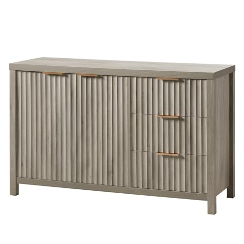 Fluted Sideboard Buffet Cabinet with Storage, 56