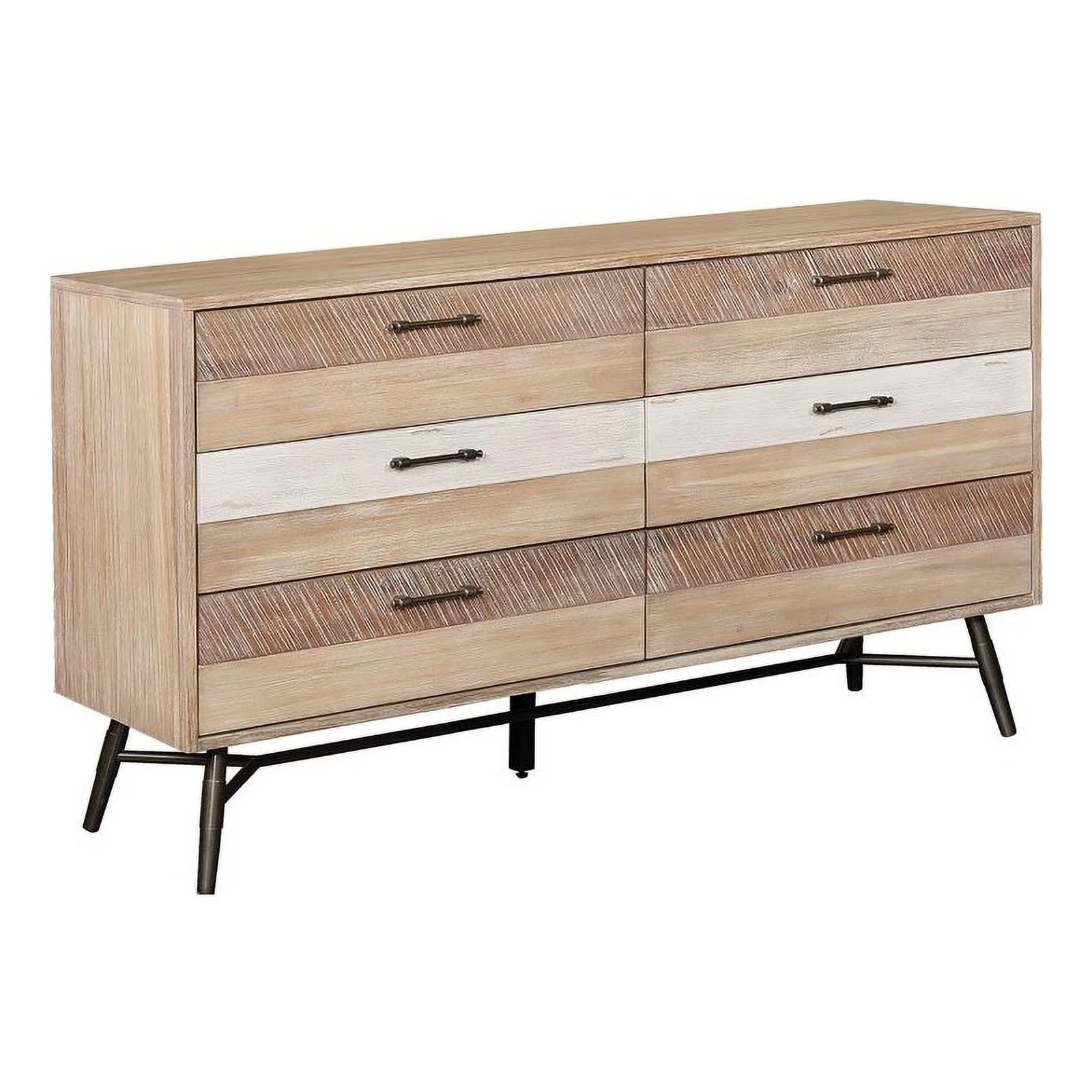 Pemberly Row 6-drawer Farmhouse Wood Dresser in Brown Finish