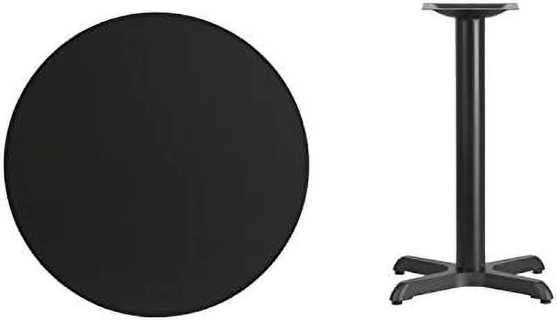 NLIBOOMLife Graniss 30'' Round Walnut Laminate Table Top with 22'' x 22'' Table Height Base