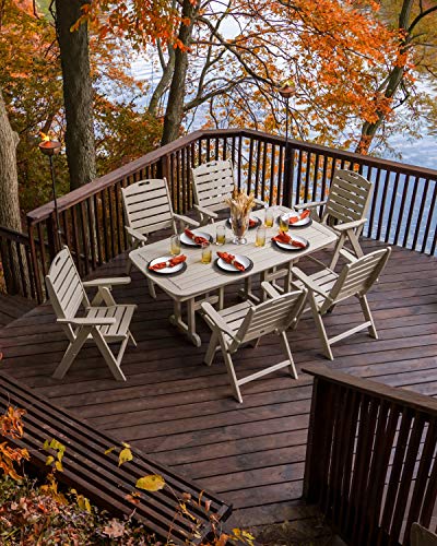POLYWOOD PWS125-1-SA Nautical 7-Piece Dining Set, Sand