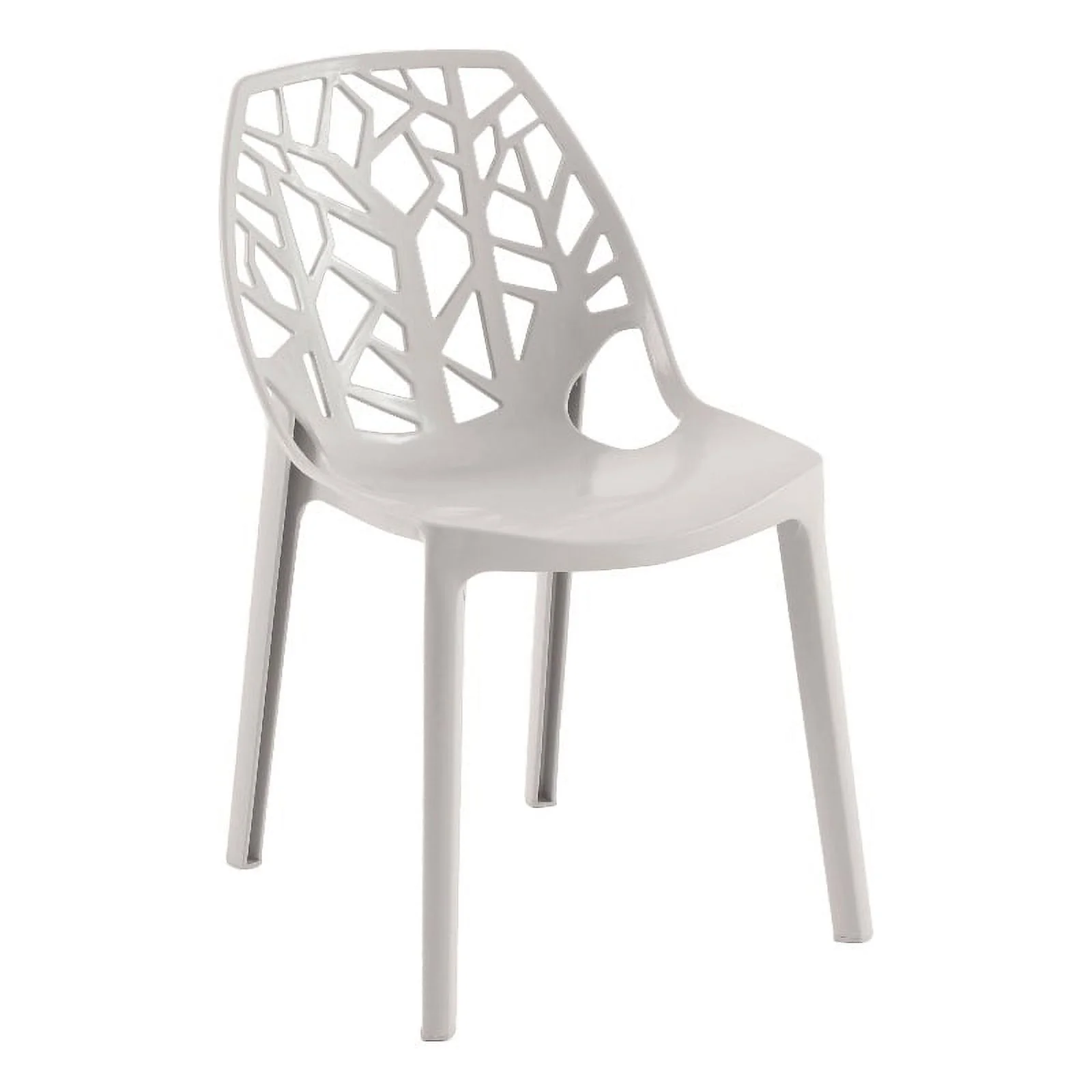 Pemberly Row Modern Plastic Dining Side Chair in Solid Gray Finish
