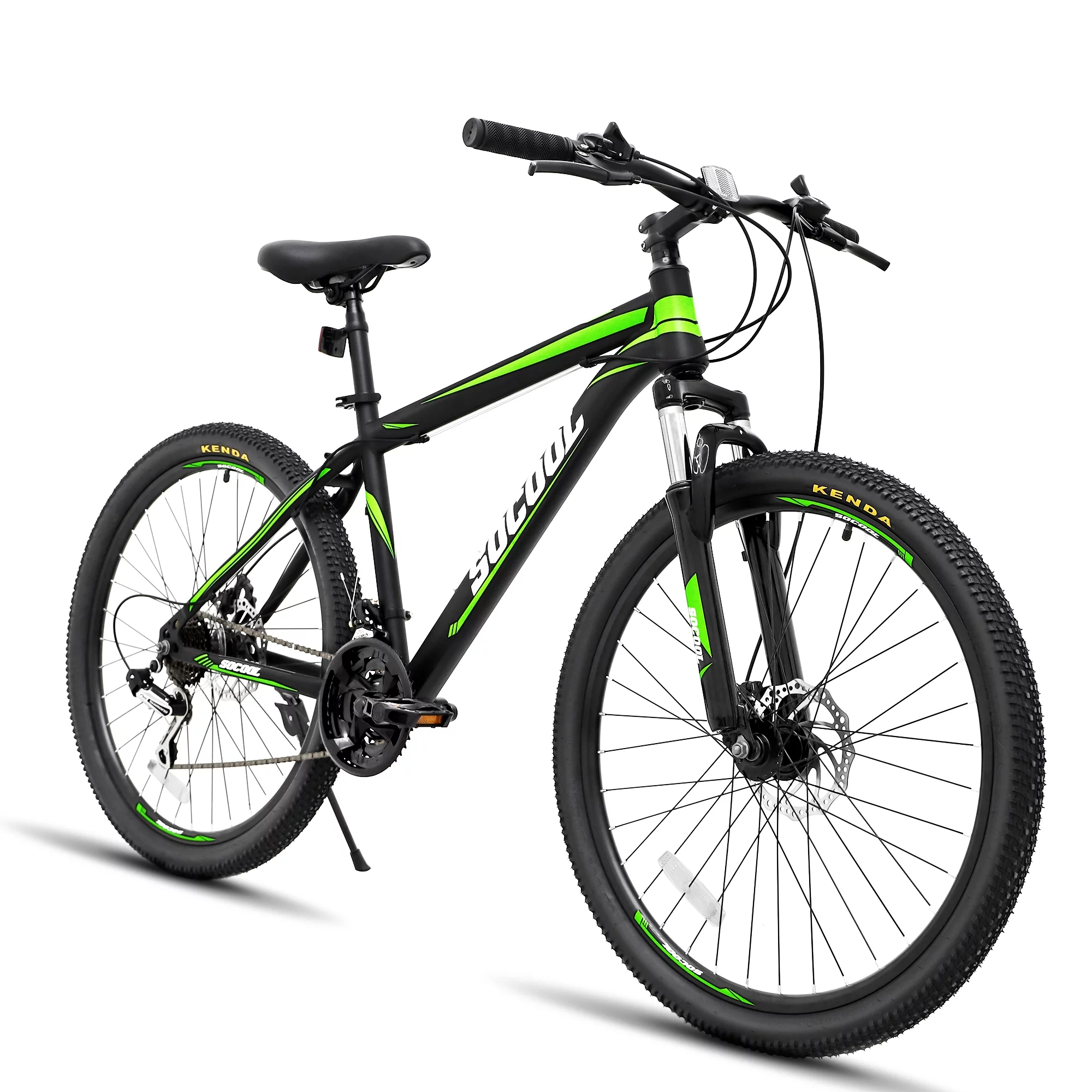 SOCOOL 26 Inch Bikes Mountain Bike with Full Suspension Steel Frame, Featuring 21 Speed, Double Disc Brake and Dual Suspension Anti-Slip Bicycles for Adults, Black, GT2162BK