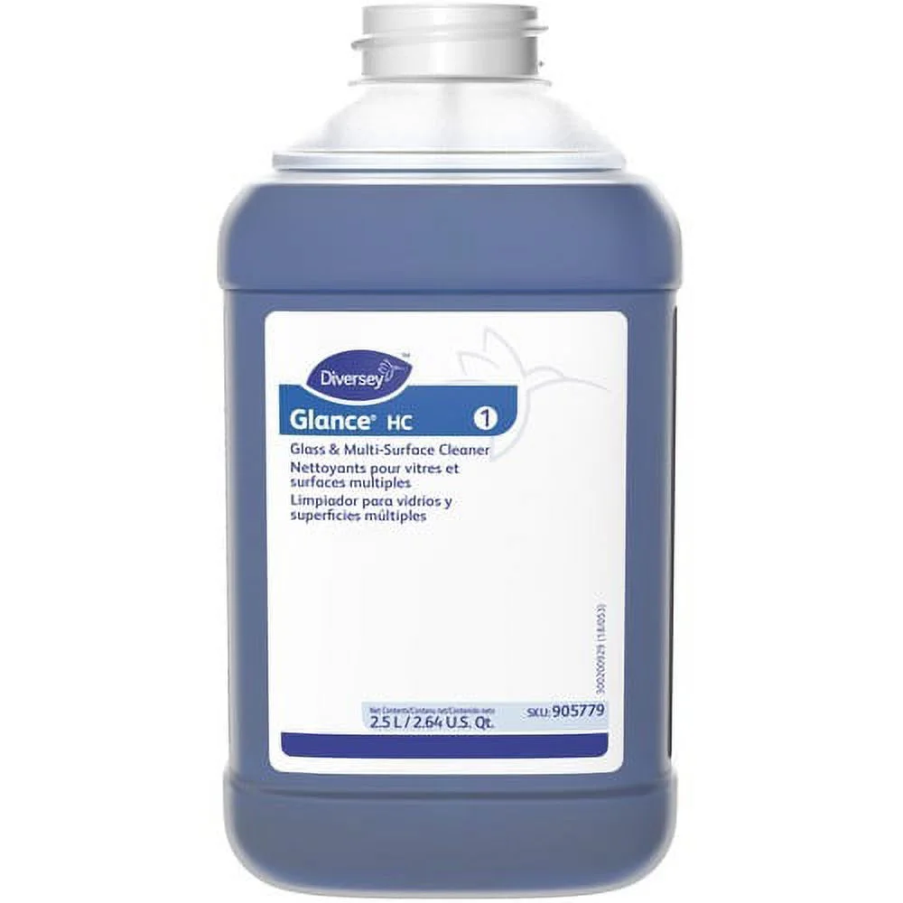 Diversey Glance HC Glass/MultiSurface Cleaner Concentrate Liquid - 84.5 fl oz (2.6 quart) - Ammonia ScentBottle - 1 Each - Blue