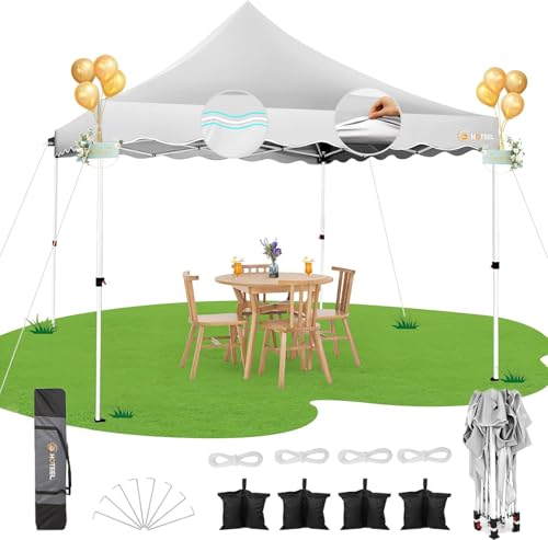 HOTEEL 10x20 Pop Up Canopy Tents for Parties, Outdoor Tent with 6 Sidewalls & Wheeled Bag & 4 Sandbags, Easy Setup for Wedding, Patio Events, Commercial, Party -Waterproof and UV50+ Protection, White