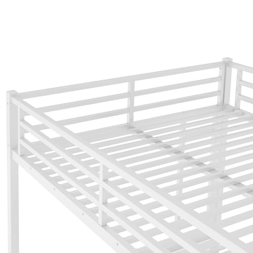 Heavy Duty Bunk Bed Frame with Ladder, Twin XL Over Twin XL Bunk Beds with Safety Guardrails, Adults Bunk Beds with Noise-Reducing Rubber Stoppers, Easy Assemble, Black