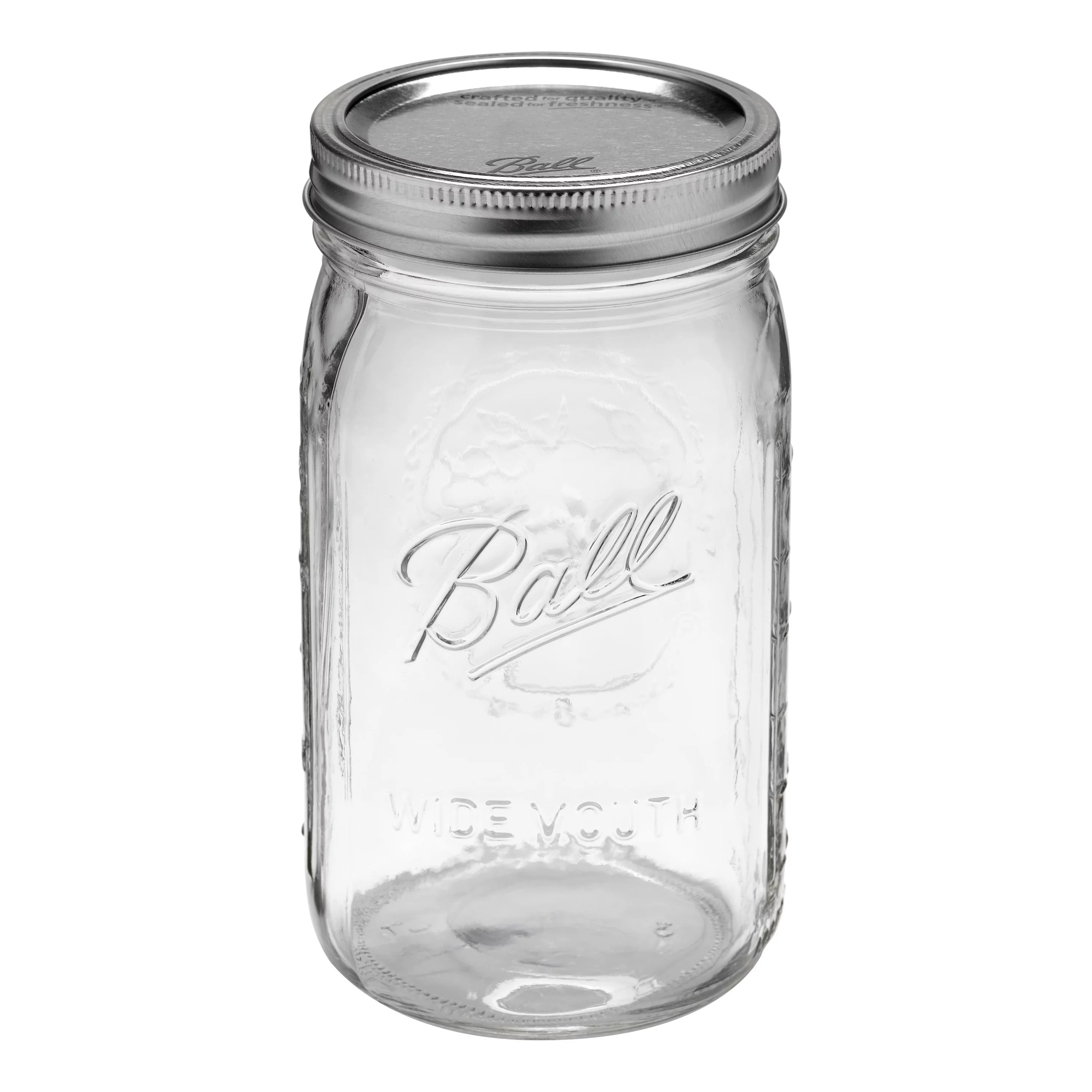Ball, Glass Mason Jars with Lids & Bands, Wide Mouth, 32 oz, 12 Count