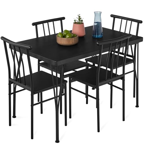 Best Choice Products 5-Piece Metal and Wood Indoor Modern Rectangular Dining Table Furniture Set for Kitchen, Dining Room, Dinette, Breakfast Nook w/ 4 Chairs - Drift Brown