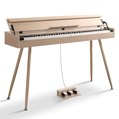 Ktaxon Weighted Digital Piano 88 Keys Home Electric Keyboard Desk & Vanity Desk Piano with Acoustic Piano Sound, 3-Pedal Unit, Headphone Bluetooth Connection (Natural)
