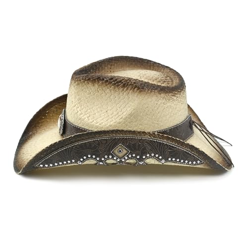 Cowboy Hats for Women and Men Straw Western Hat Embroidered Cowboy Hat for Cowboys and Cowgirls