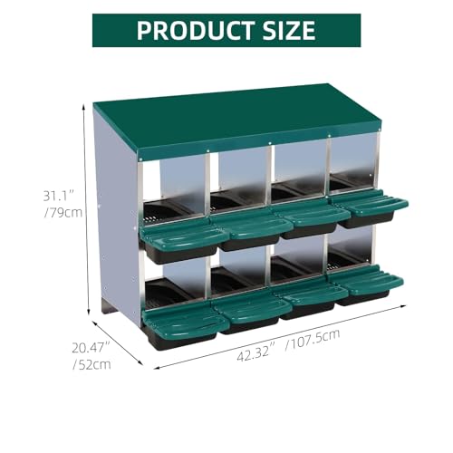 Chicken Nesting Box, 10 Hole 2 Layer Hen Nest Box with Legs, Roll Away Eggs Laying Boxes,Cleanable Pull Out Hen Roosting Boxes