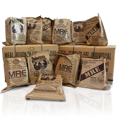 12 MRE Food Pack MRE Surplus - 2027 Inspection - Meals Ready to Eat Military Meals with Heater Packs - Bulk w/ 1250 Calories per Meal - 12 MEALS Emergency Food Dude 82nd