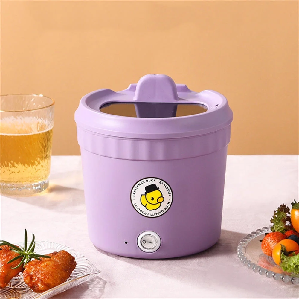 Angfeng Mini Electric Hot Pot Portable Rapid Heating Instant Noodle Pan Non-stick Cooker Mini Instant Pot Electric Cooker Multifunctional Cooker(Purple)16cm