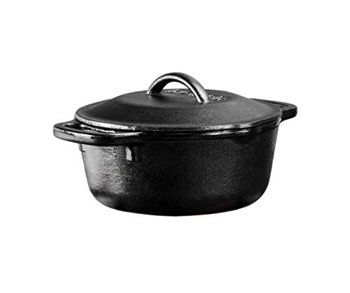 Lodge 5 Quart Cast Iron Double Dutch Oven – Pre-Seasoned – Lid Converts to 10.25