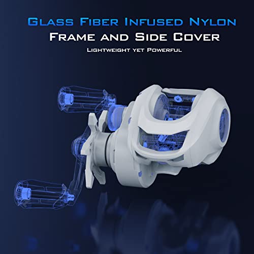 KastKing Centron Lite Baitcasting Fishing Reel – Lightweight, Glass Fiber Infused Nylon Frame – 7.6 OZ – 5 + 1 Anti-Reverse Ball Bearings, 7.1:1 High-Speed Gear Ratio Fishing Reel with Compact Design