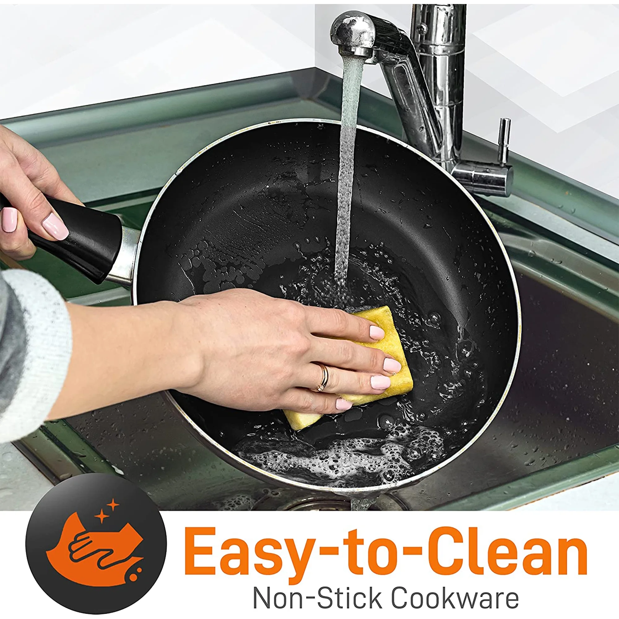 SereneLife 15 Piece Pots and Pans Home Non Stick Kitchenware Cookware Set