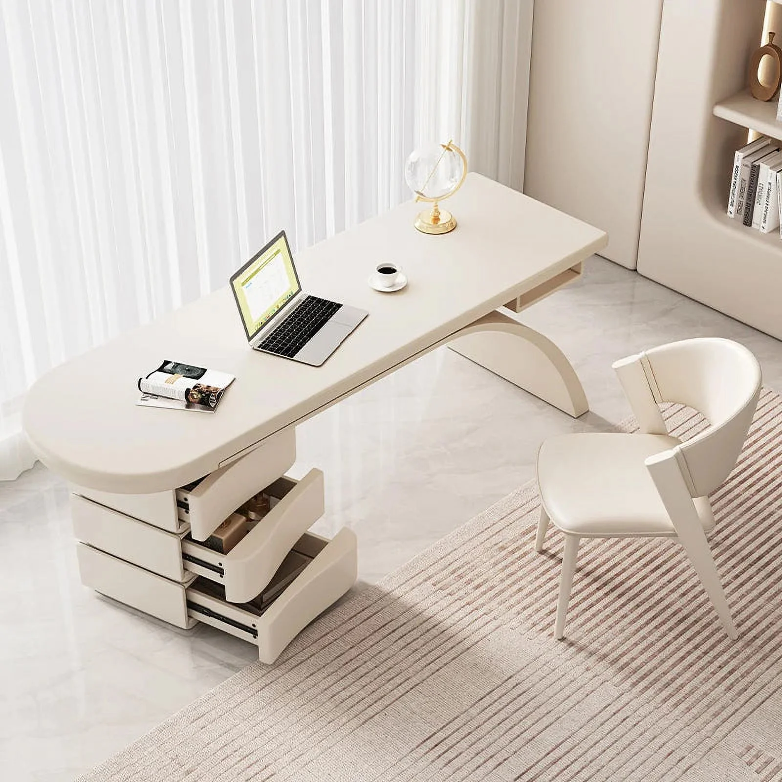 French Cream Style Desk Home Designers Light Luxury Modern Furniture Simple Writing Women Solid Wood Internet Famous Office Desk