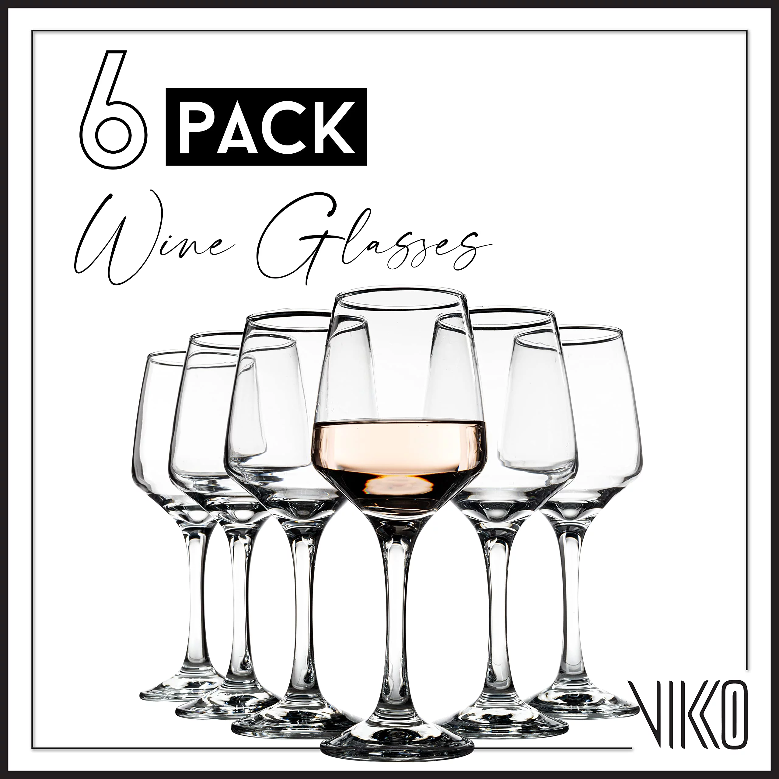 Madison - 10.5 Ounce Wine Glasses | Thick and Durable Construction – For Parties, Entertaining, and Everyday Use – Dishwasher Safe – Set of 6 Clear Glass Wine Glasses – 2.4” Diameter x 8” Tall