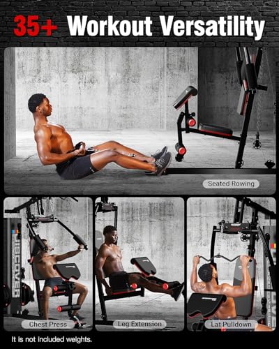 HARISON Home Gym - Full Body Workout Equipment, Exercise Equipment, Fitness Equipment, Multifunctional Home Gym Equipment for Home with Pulley System, Weight Bench, Rowing Machine