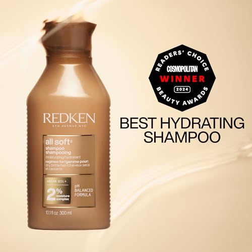 Redken All Soft Shampoo - Moisturizes & Hydrates Dry Hair, Softens & Adds Shine, With Argan Oil, Safe For Color-Treated Hair