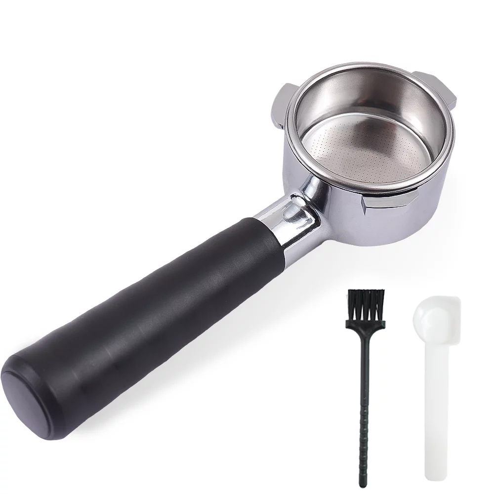 54mm Bottomless Portafilter with Filter Basket, 3 Ears Stainless Steel, Includes Cleaning Brush and Spoon, Replacement Part Compatible with Breville 450, 820, 840, 870