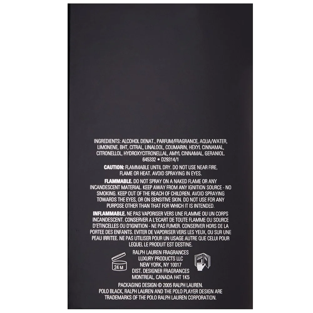 Polo Black by Ralph Lauren Eau de Toilette Spray, 4.2 oz (Pack of 4)
