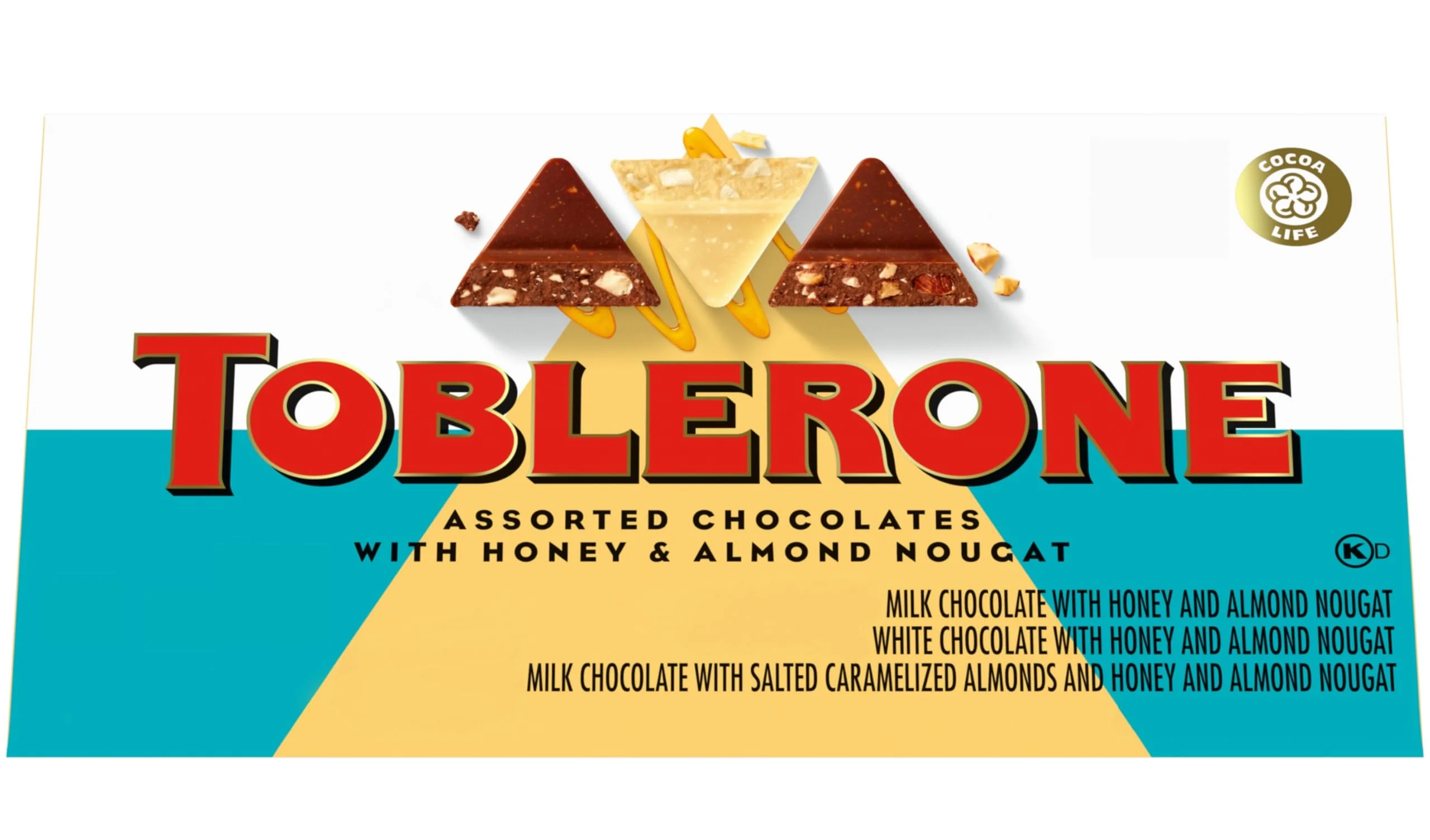 Toblerone Chocolate Gift Box (Milk Chocolate, White Chocolate, & Milk Chocolate With Salted Caramelized Almonds Chocolate Bars), 1 Gift Box (9 - 3.52 Oz Bars)