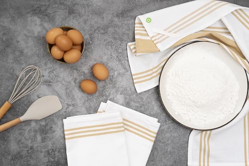 Black Striped Kitchen Towels - 6 Pack, 100% Cotton, 30