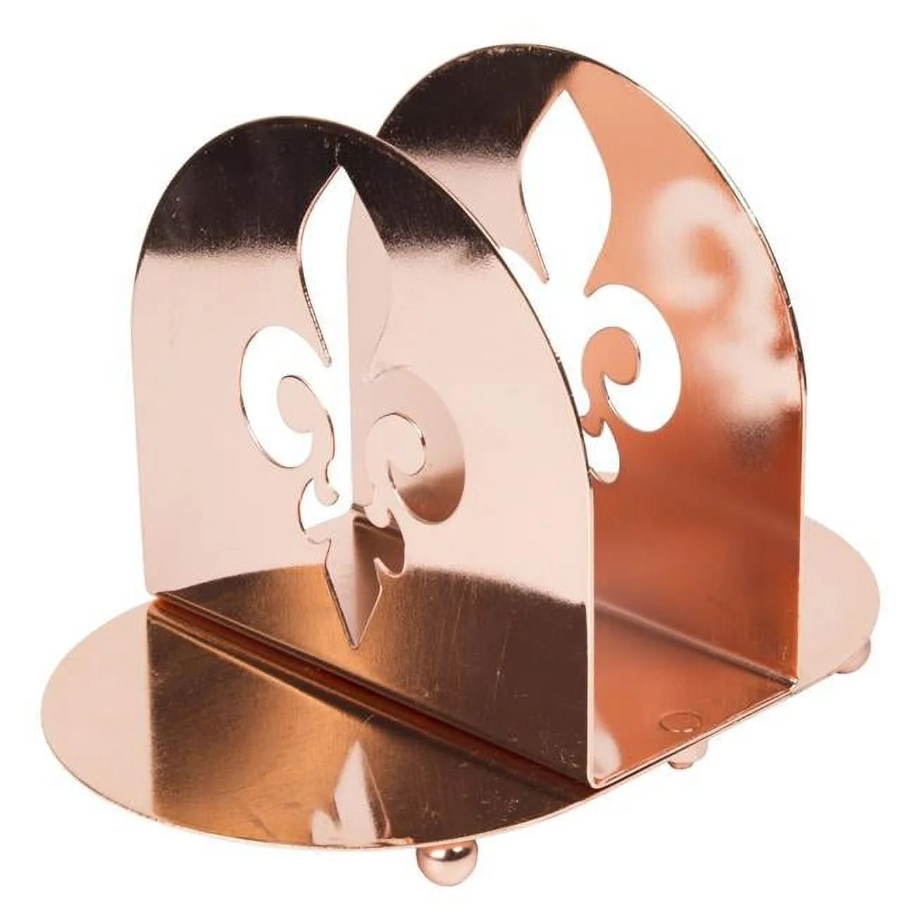 with Copper Finish, Fleur De Lis Motif Metal Napkin Condiment Holder