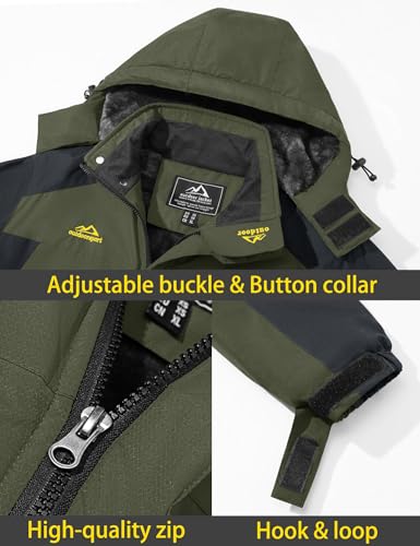 TACVASEN Men's Winter Ski Jacket Waterproof Snow Coats Snowboard Fleece Lining Jacket Warm Parka with Hooded