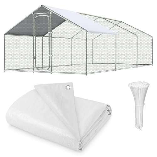 11.1x6.2 Ft Chicken Coop Cover Waterproof, White Chicken Coop Tarp, Chick Tent Cover for Shade, Chicken Run Cage for Sun Resistance (1pack Poultry Cage Tarp)