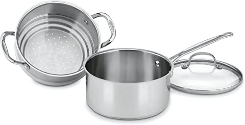 Cuisinart 77-35CG Chef's Classic Brushed Stainless 3-Piece 3-Quart Steamer Set with Pan