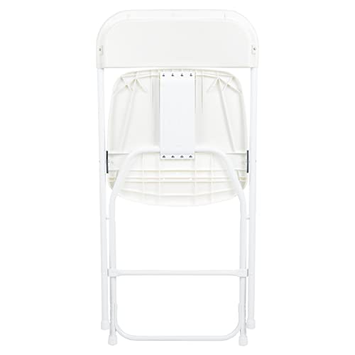 EMMA + OLIVER Set of 2 Plastic Folding Chairs - 650 LB Weight Capacity Lightweight Stackable Folding Chair in White
