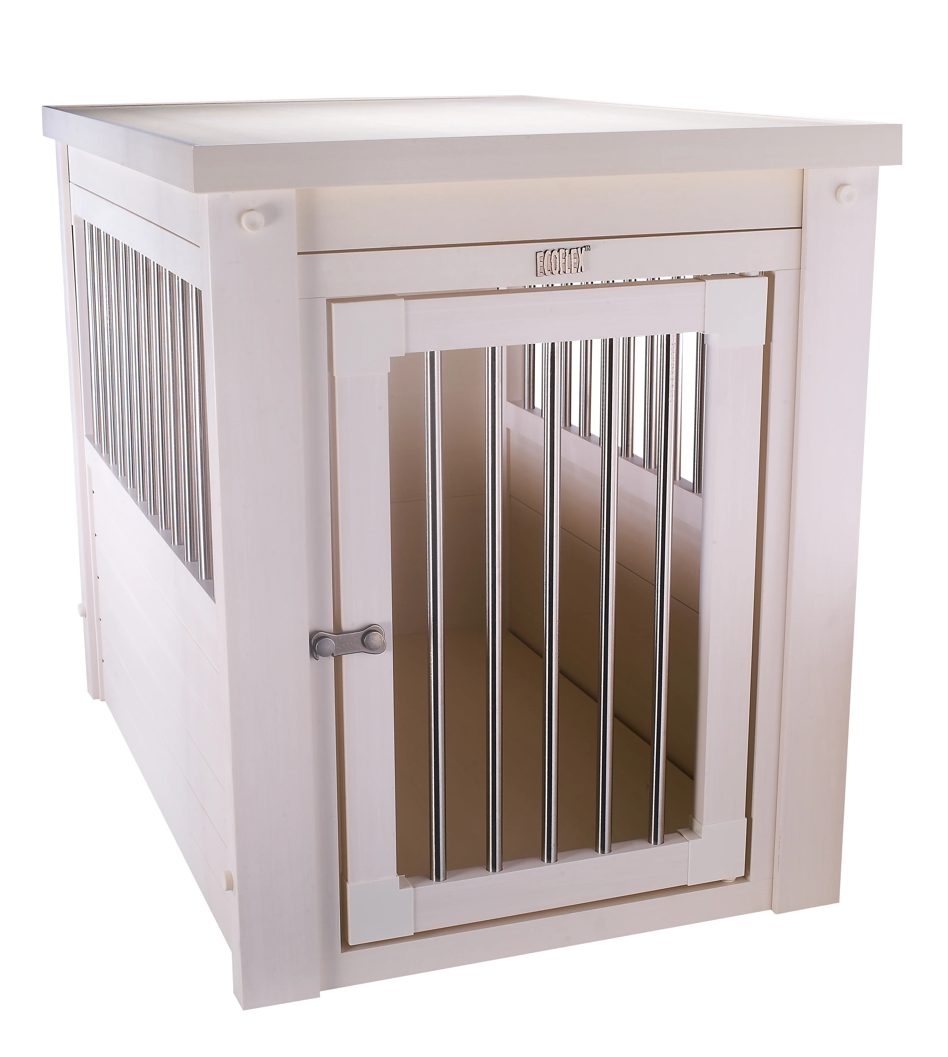 New Age Pet Ecoflex Furniture Style Dog Crate End Table - Antique White Medium
