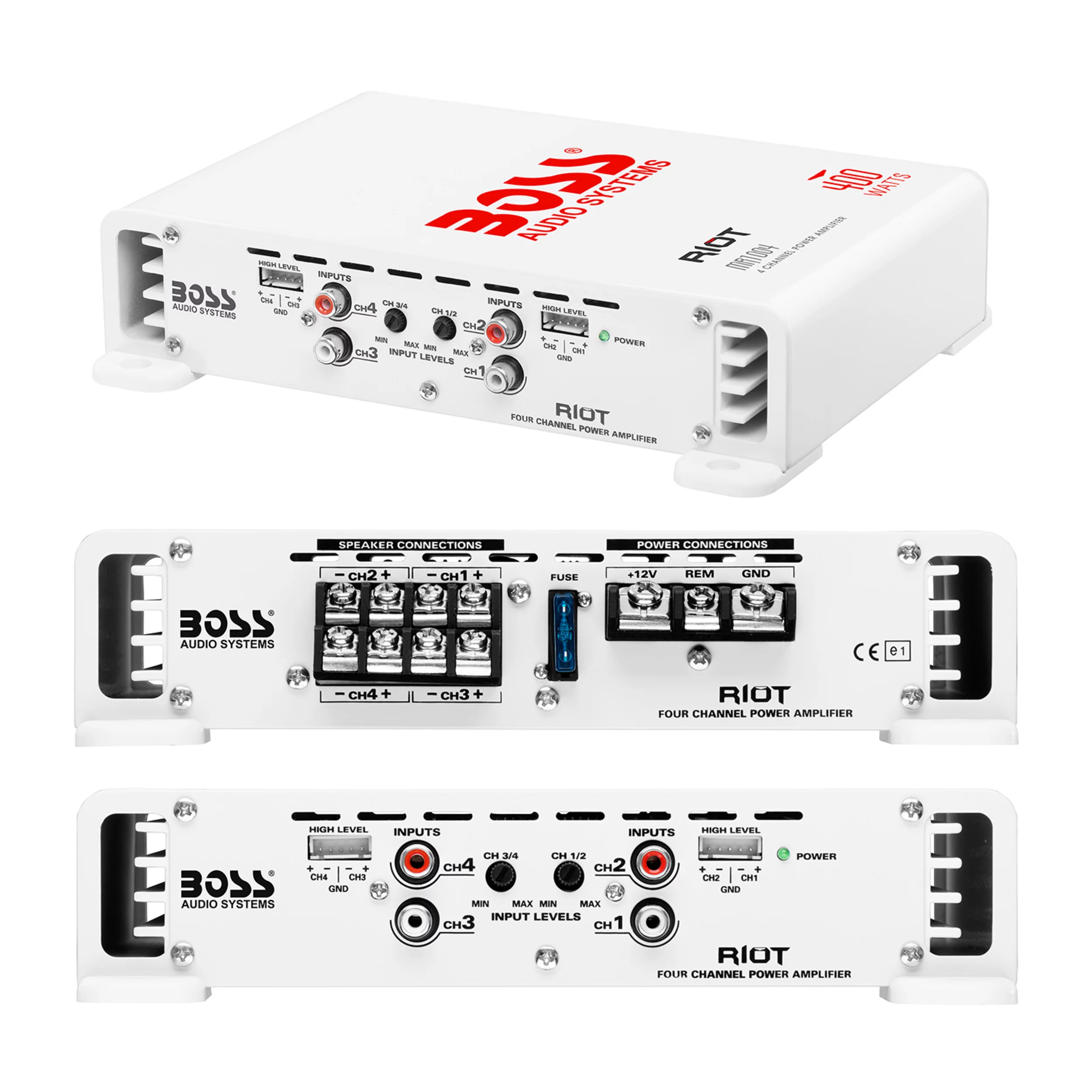 BOSS Audio Systems MR1004 4 Channel Marine 400 Watt Amplifier, Full Range