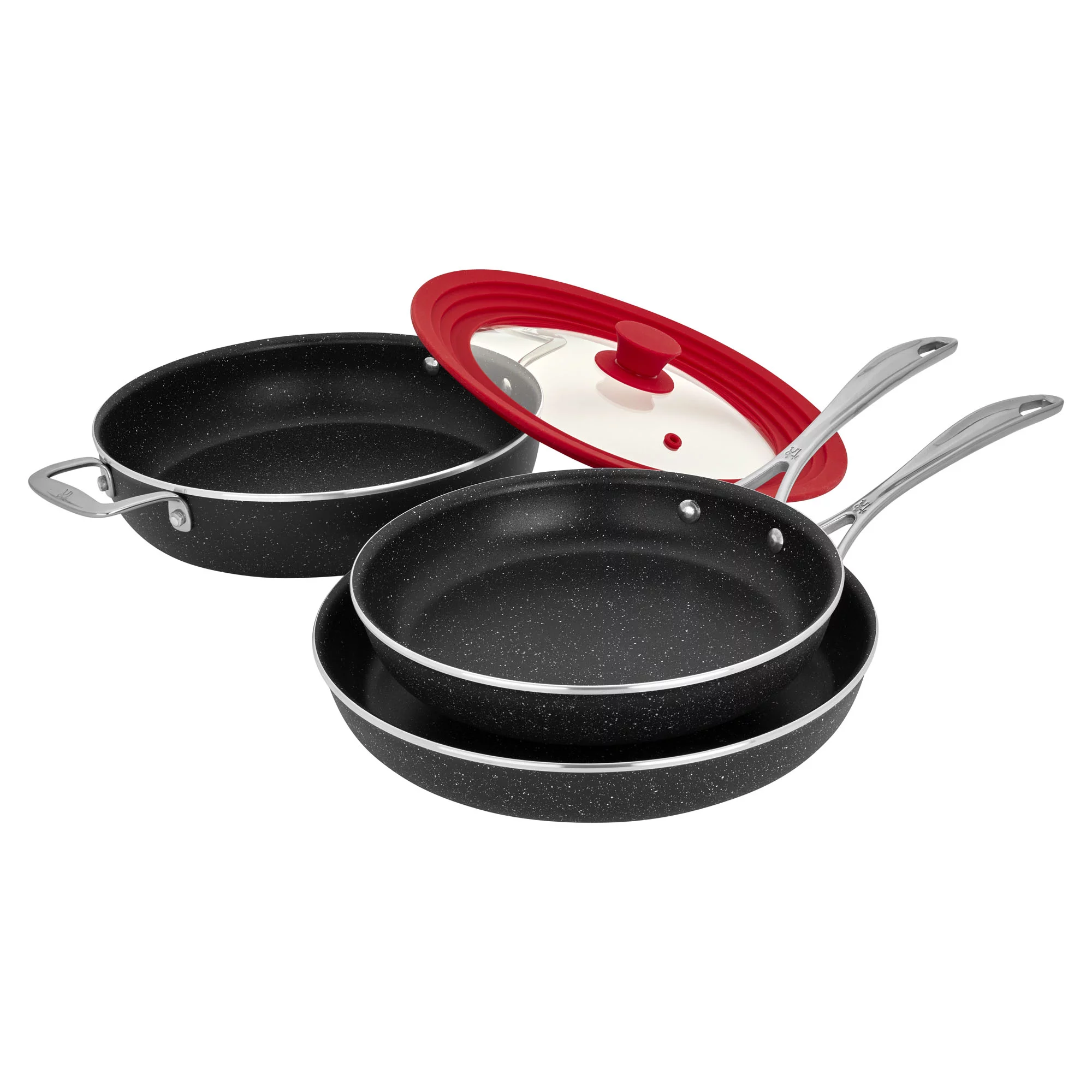 Henckels Capri Notte 4-pc Aluminum Nonstick Cookware Set with Universal Lid