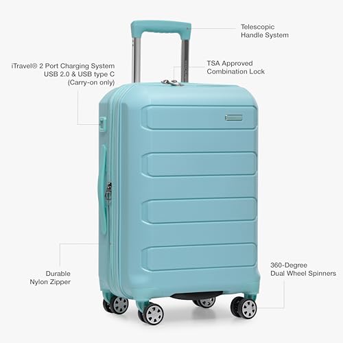 Traveler's Choice Pagosa Indestructible Hardshell Expandable Spinner Luggage, Black, 22