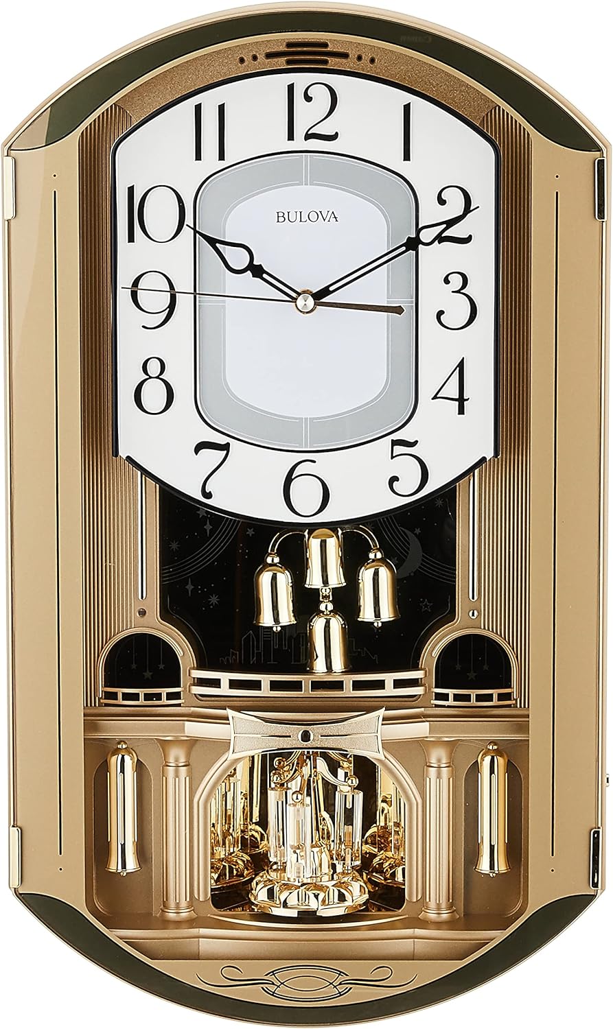 Bulova Golden Music Strike & Chime Wall Clock, Gold