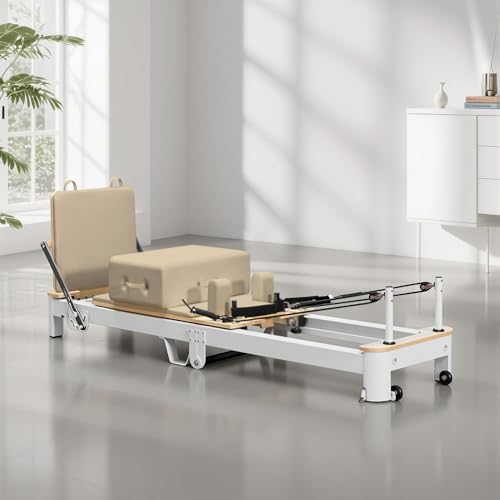 Foldable Pilates Reformer & Equipment - Pilates Reformer Workout Machine for Home Gym with Reformer Accessories, Reformer Box, Padded Jump Board - Up to 300 lbs Weight Capacity