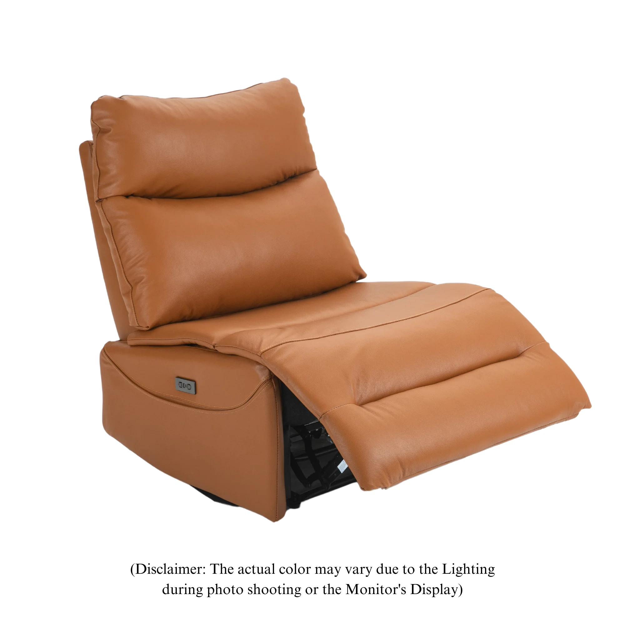 JUUXO Genuine Leather Power Recliner - Extra Wide Reclining Sofa Chair No Armrests Design Big Man Recliner 350 lbs…