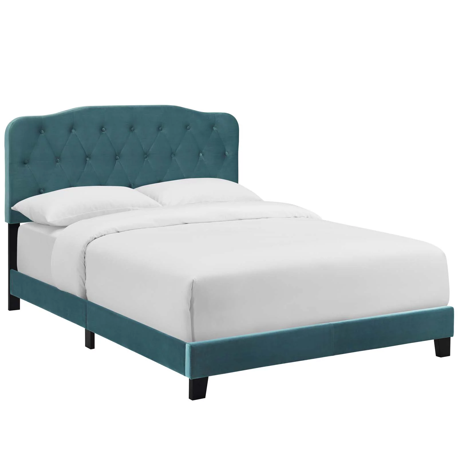 Modway Amelia Twin Performance Velvet Bed in Sea Blue