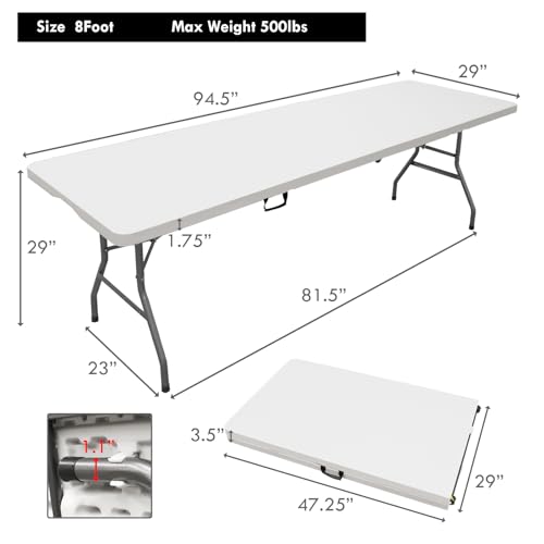 4ft Folding Table, Sturdy Outdoor Folding Table, Perfect for Camping Picnics Parties Durable Foldable Table with Easy Setup Ideal Portable Folding Tables for Indoor & Outdoor Use