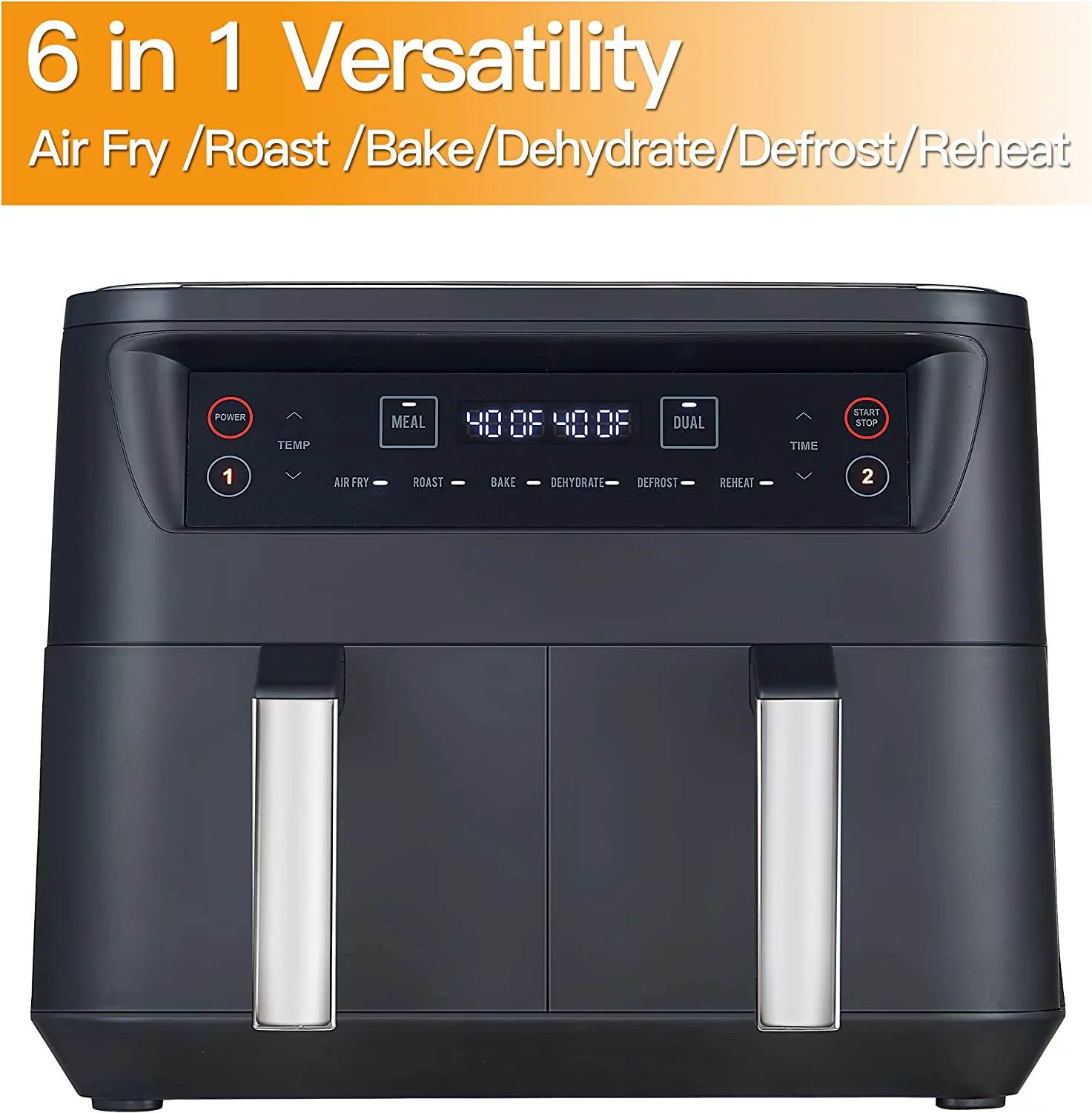 Excellent Air Fryer  8 Quart Dual Zone Air Fryers Oilless Cooker with 2 Independent Nonstick Frying Baskets  6-in-1 Cooking Functions Airfryer  Black