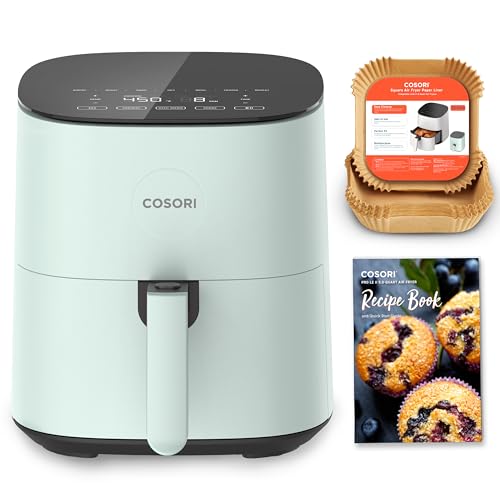 COSORI Air Fryer Pro 9-in-1, Compact 5QT, 450℉: Half Time & Chef-Grade Cook, One-Wipe Clean Glass Panel, 130+ In-App Recipes with Nutritional Info, Nonstick & Dishwasher-Safe Basket, Gray