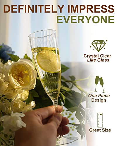 Plastic Champagne Flutes, 36 PCS Clear Disposable Wine Glasses Reusable Plastic Cocktail Cups for Home Daily Life Party Birthday Wedding Toasting Drinking Champagne(6 oz)
