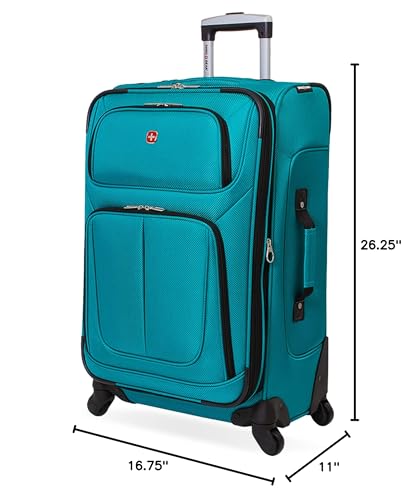SwissGear Sion Softside Expandable Roller Luggage, Teal, 3 Piece Set (21/25/29)